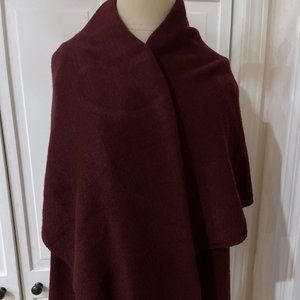 Look Womens Open Front Red Wine Sleeveless Sweater Cape Shawl Collar Cardigan OS